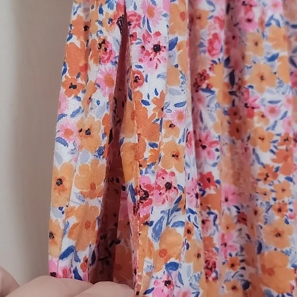 Old Navy Cotton Floral Maxi Dress Size XL Smocked Top Straps Feminine Spring - Picture 6 of 7